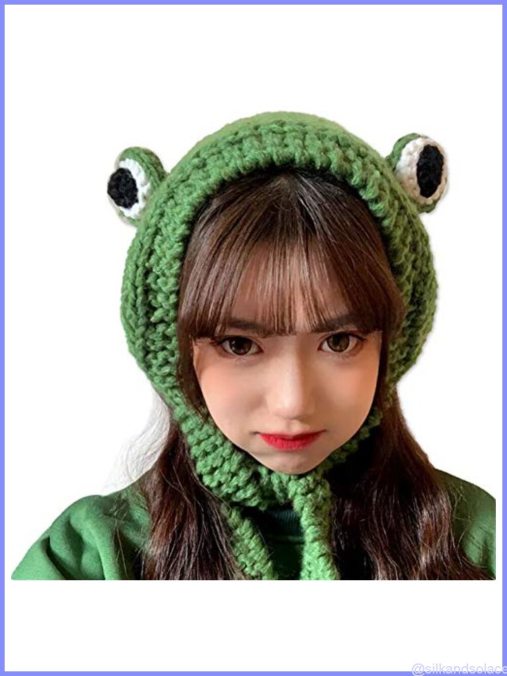 Crochet Knitted Frog Headband Hat Big Eye Earflap Ear Protective
